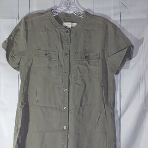 Loft Army Green button-down dress